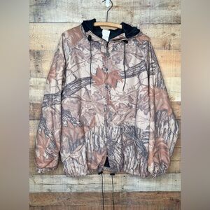 WALLS Full Zip Camo Jacket Men’s Size XL Realtree Oak Tree Brown Hooded